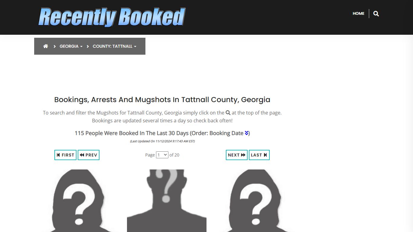 Bookings, Arrests and Mugshots in Tattnall County, Georgia