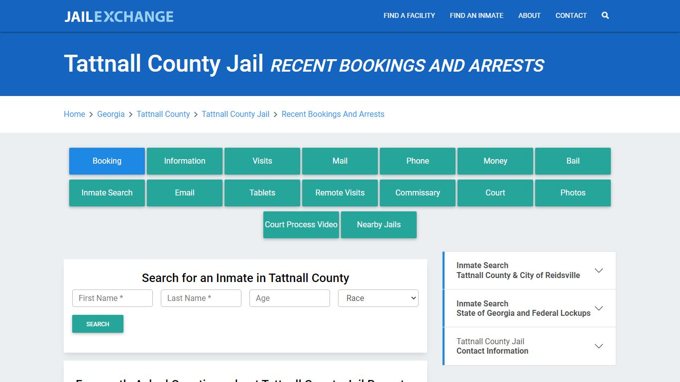 Tattnall County Jail Recent Bookings And Arrests - Jail Exchange