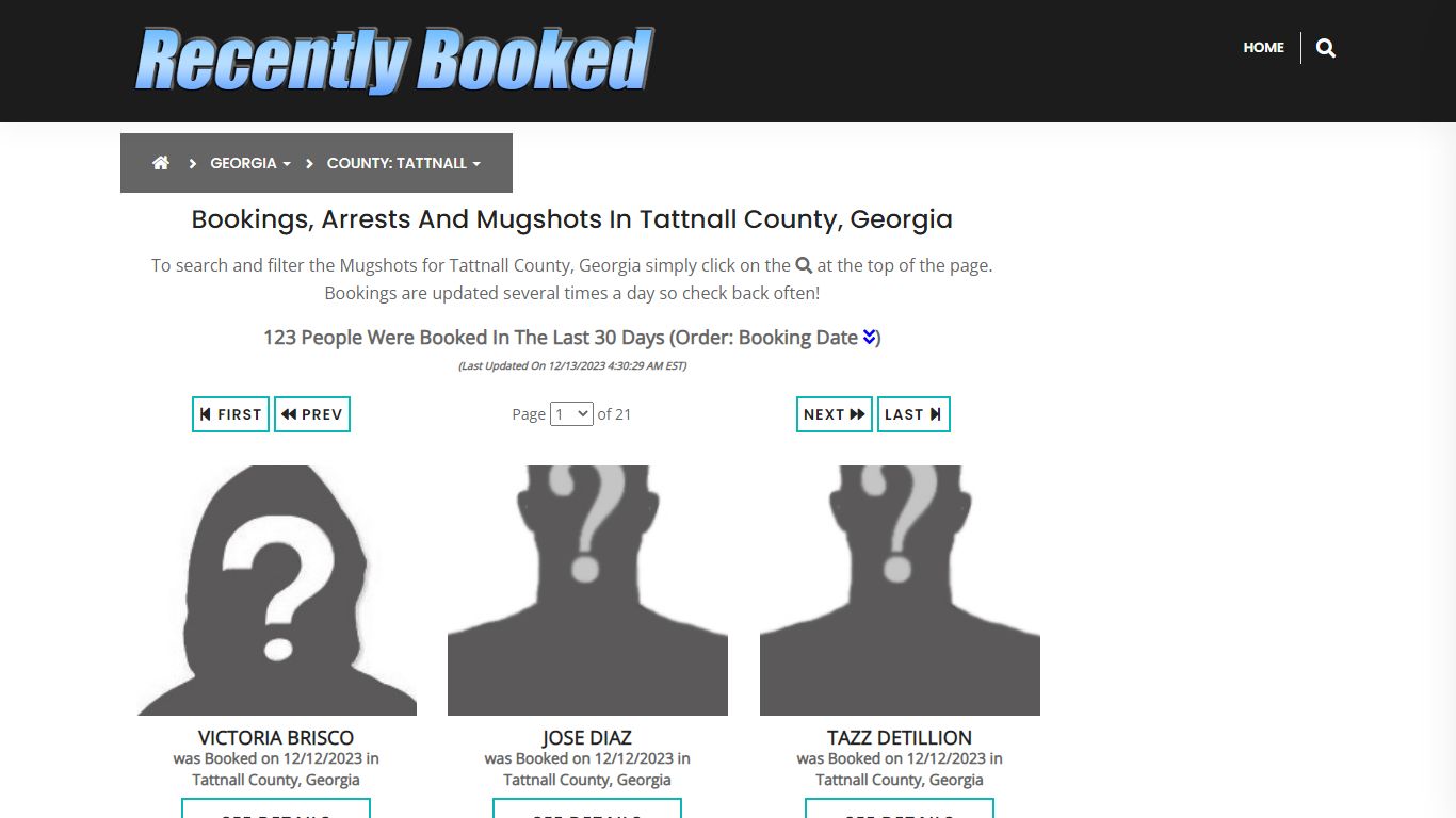 Recent bookings, Arrests, Mugshots in Tattnall County, Georgia