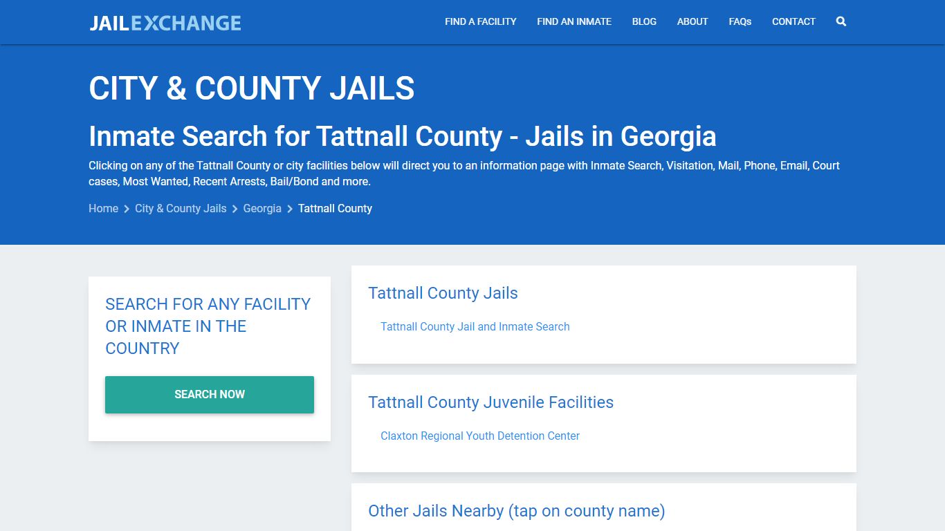 Inmate Search for Tattnall County | Jails in Georgia - Jail Exchange
